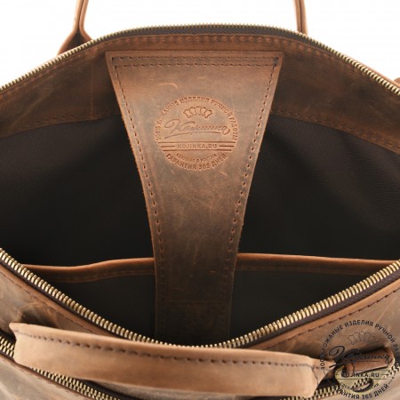  Кожаная деловая сумка "Гранд" (темно-коричневая крейзи)